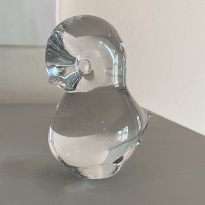 Large Vintage Glass Paperweight Baby Chick Bird Figurine Clear Tall 3.5 inches